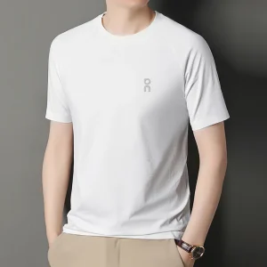 2025 Round Neck Short Sleeved T-shirt Men's Summer Solid Color Fashion Trend Half Sleeved Simple Versatile Top