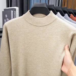 2025 autumn and winter high-quality semi high neck sweater as a base layer, men's winter new style, inner warm sweater