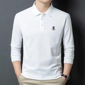 Men's Turned-Down Polo Shirts 2025 New Arrival High-End Business Casual T-Shirts for Spring and Autumn